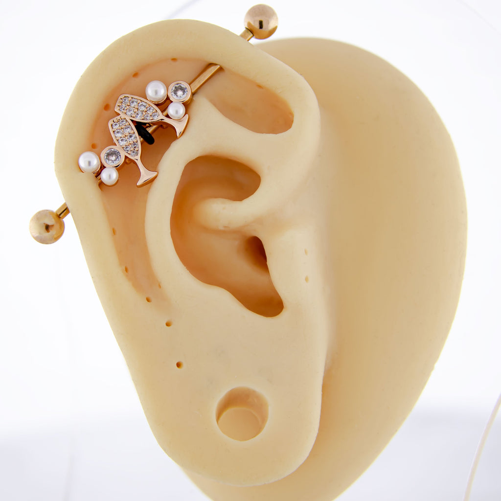 14G Champagne Glasses Industrial Barbell | | Wiccan Center