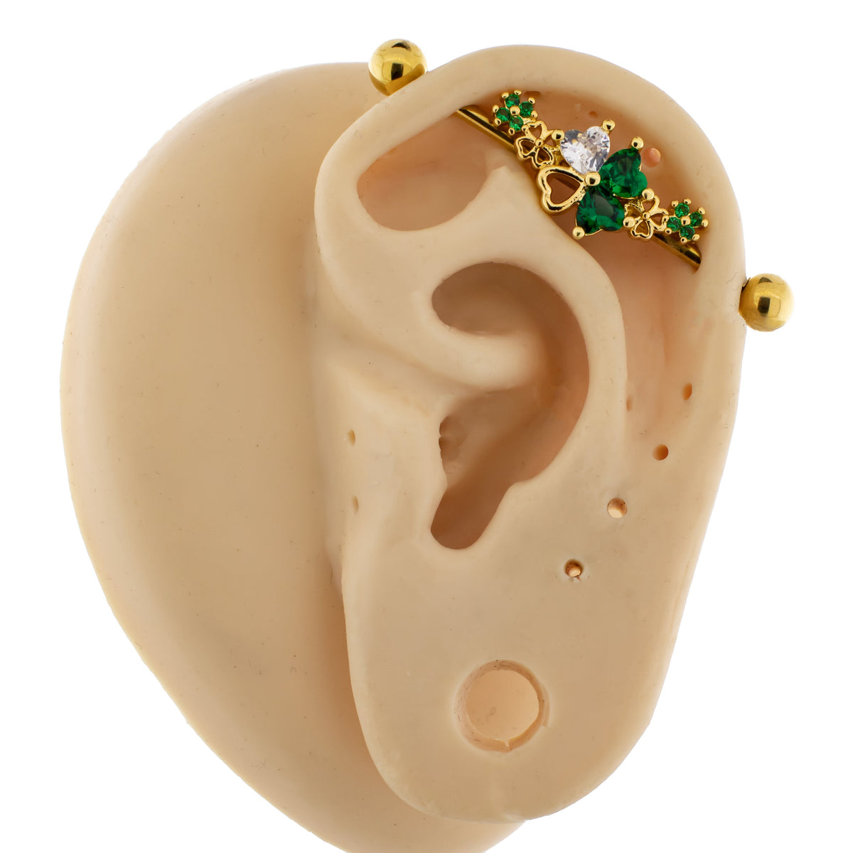 14G Gem and Cutout Clover Industrial Barbell | | Wiccan Center
