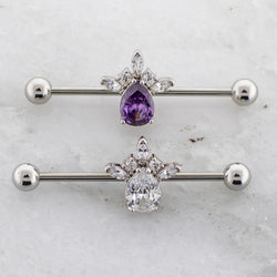 14G Teardrop Gem With Abstract Gems Industrial Barbell | | Wiccan Center