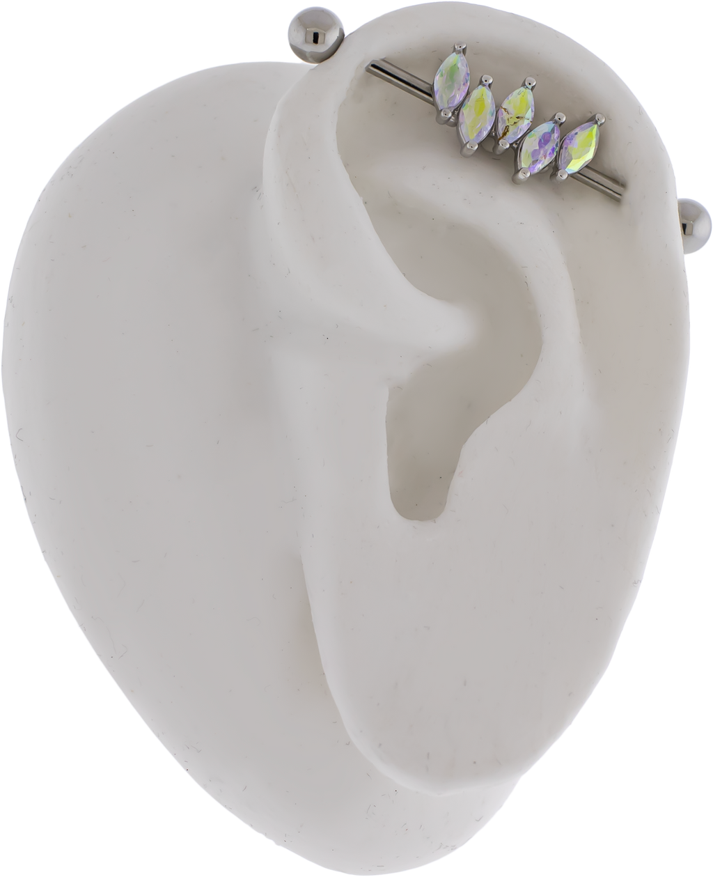 14G Industrial Barbell - Marquise Gems | Body Jewelry | Wiccan Center