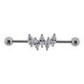 14G Industrial Barbell - Marquise Gems | Body Jewelry | Wiccan Center