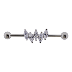 14G Industrial Barbell - Marquise Gems | Body Jewelry | Wiccan Center