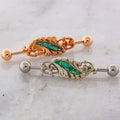 14G Filigree with Abalone Shell Inlay Industrial Barbell | | Wiccan Center