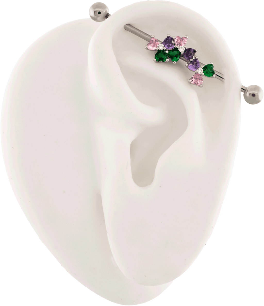 14G Pastel Gem Flower Industrial Barbell | | Wiccan Center