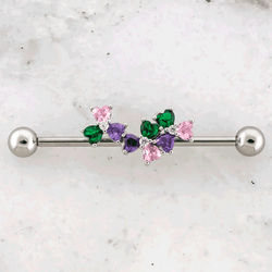 14G Pastel Gem Flower Industrial Barbell | | Wiccan Center