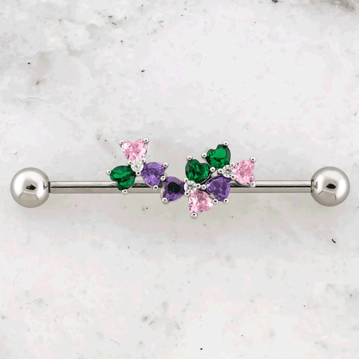 14G Pastel Gem Flower Industrial Barbell | | Wiccan Center