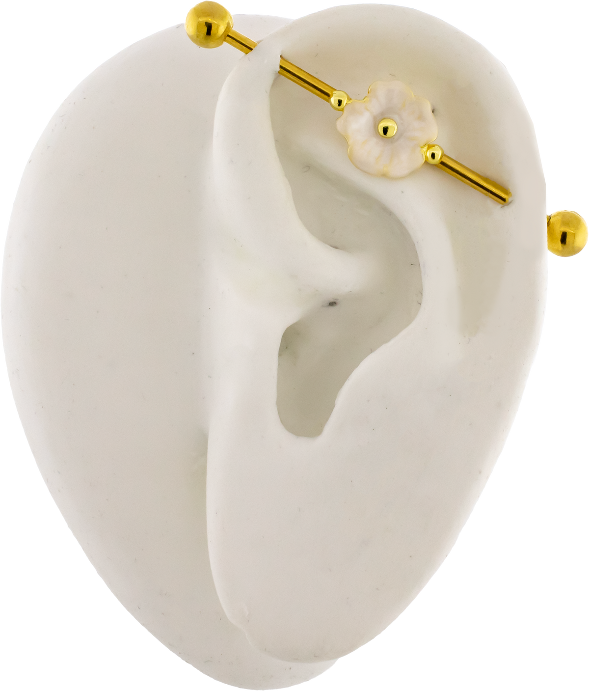 14G White Flower Industrial Barbell | | Wiccan Center