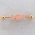 14G Pink Flowers Industrial Barbell | | Wiccan Center