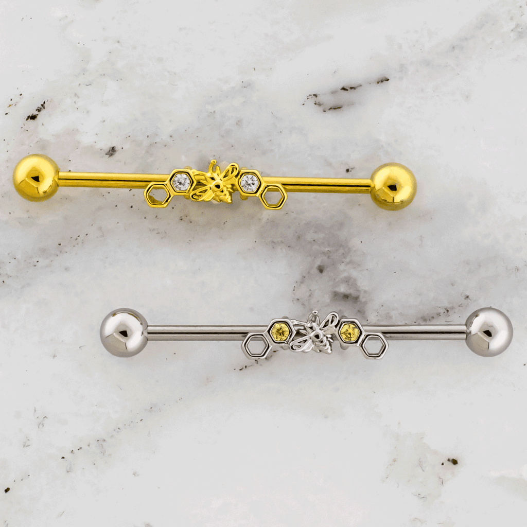 14G Bee and Honeycombs Industrial Barbell | | Wiccan Center