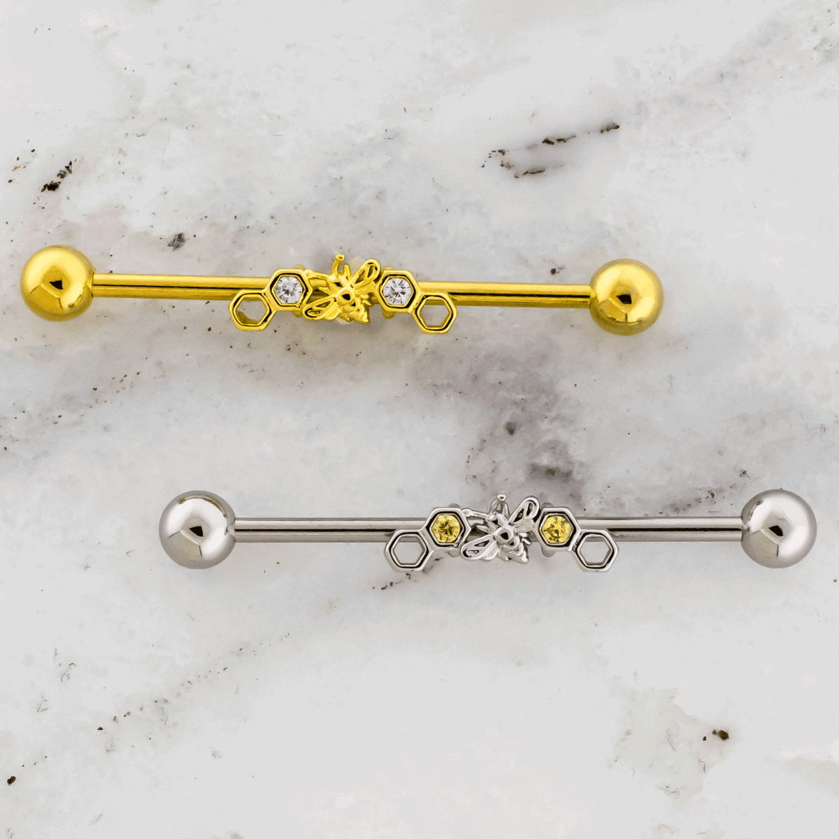 14G Bee and Honeycombs Industrial Barbell | | Wiccan Center