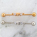 14G Heart With Beaded And Gem Accents Industrial Barbell | | Wiccan Center