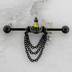 14G Moon With Chains Industrial Barbell | | Wiccan Center