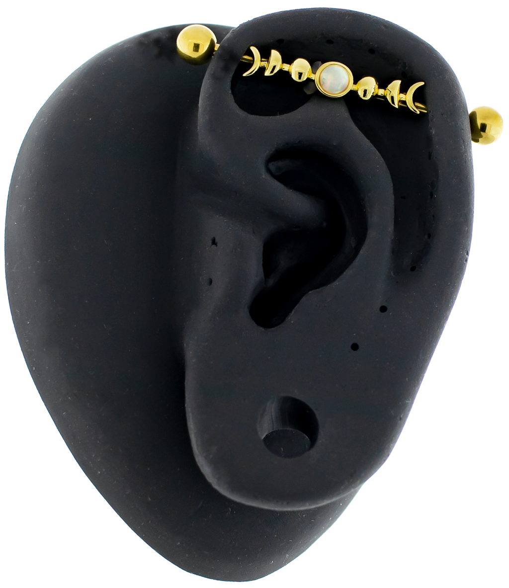 14G Moon Phases With Opal Industrial Barbell | | Wiccan Center