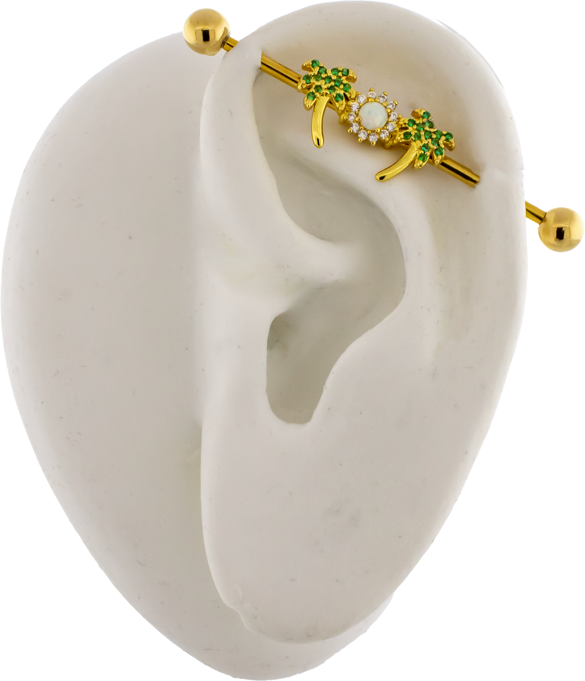 14G Palm Trees with Opal Sun Industrial Barbell | | Wiccan Center
