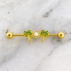 14G Palm Trees with Opal Sun Industrial Barbell | | Wiccan Center