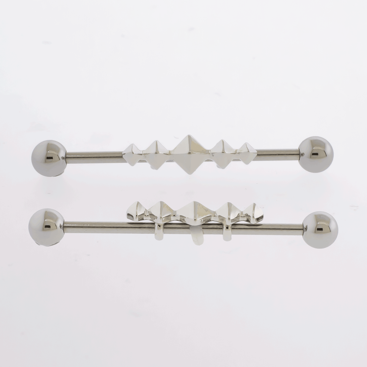 14G Industrial Barbell - Pyramid Studs | Body Jewelry | Wiccan Center