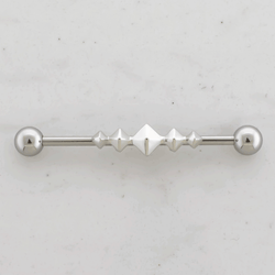 14G Industrial Barbell - Pyramid Studs | Body Jewelry | Wiccan Center