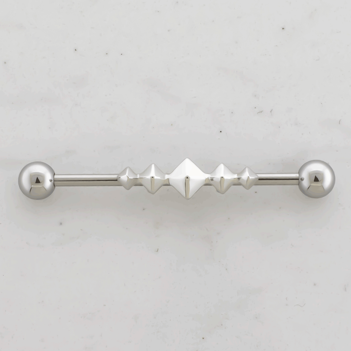 14G Industrial Barbell - Pyramid Studs | Body Jewelry | Wiccan Center