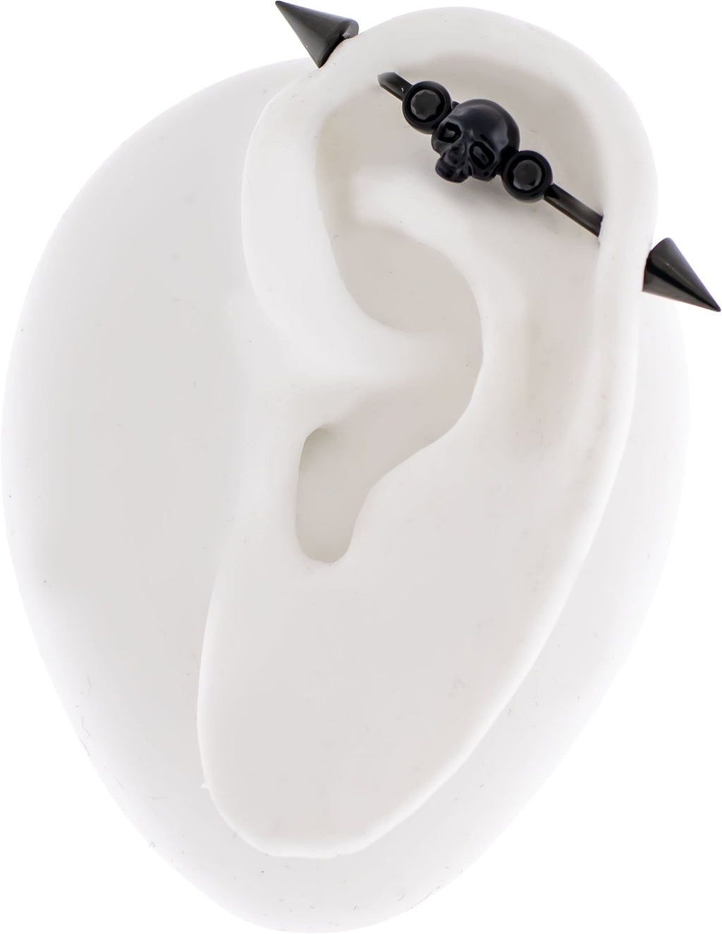 14G Industrial Barbell - Skull and Gems | Body Jewelry | Wiccan Center