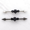 14G Industrial Barbell - Skull and Gems | Body Jewelry | Wiccan Center