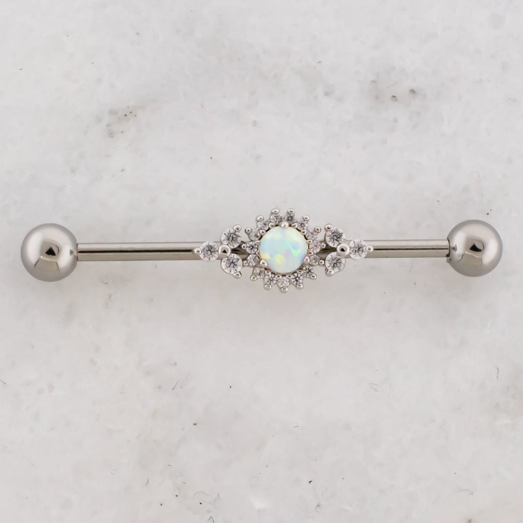 14G Opal Sun With Trinity Gems Industrial Barbell | | Wiccan Center