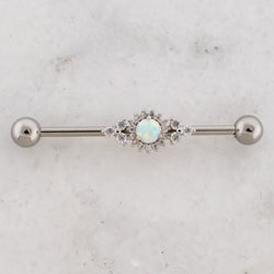 14G Opal Sun With Trinity Gems Industrial Barbell | | Wiccan Center