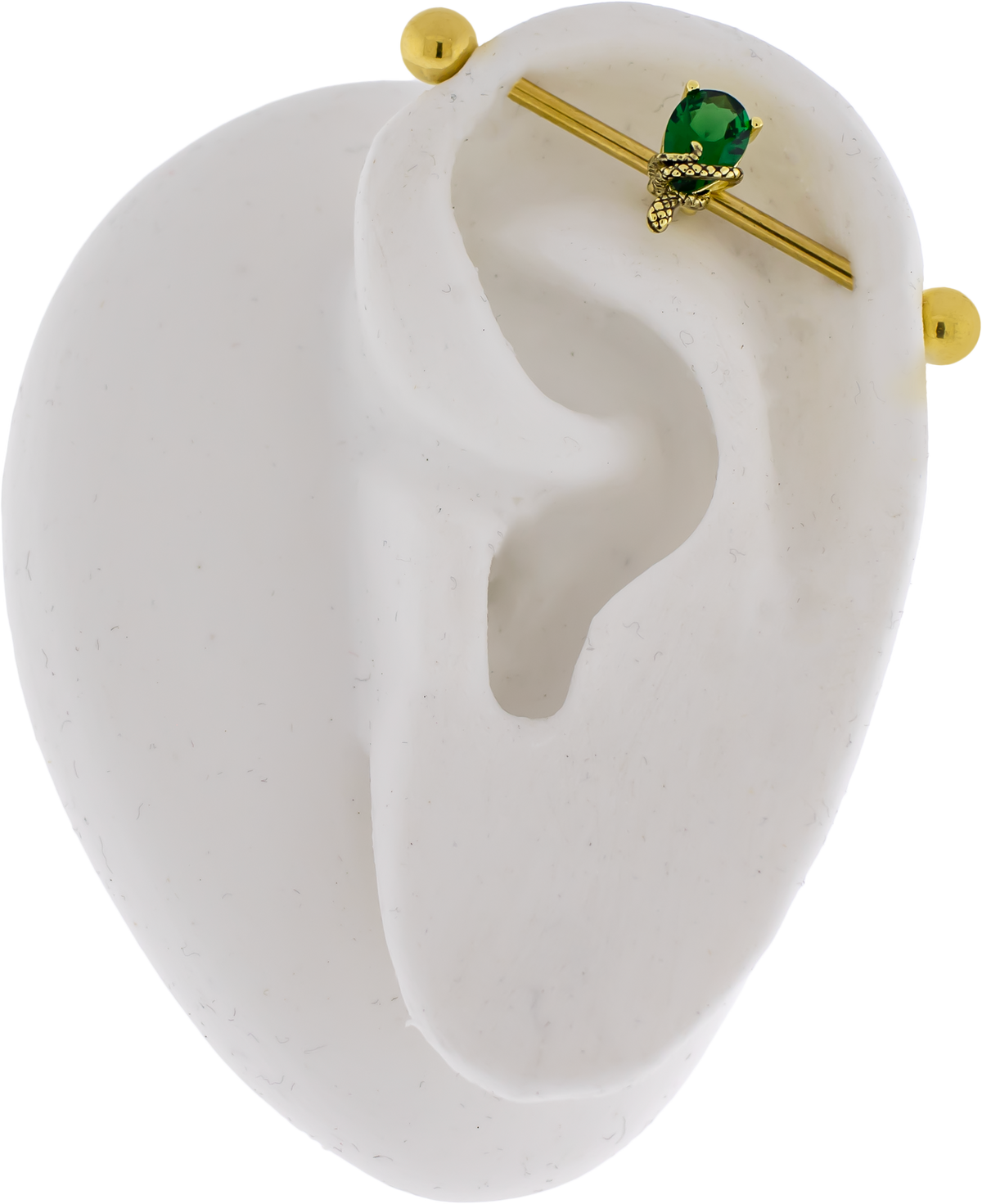 14G Industrial Barbell - Snake Wrapped on Gem | Body Jewelry | Wiccan Center