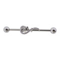 14G Industrial Barbell - Pave Snake | Body Jewelry | Wiccan Center