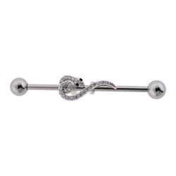 14G Industrial Barbell - Pave Snake | Body Jewelry | Wiccan Center