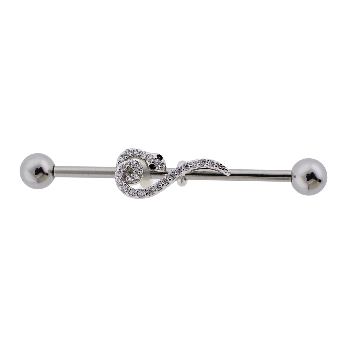 14G Industrial Barbell - Pave Snake | Body Jewelry | Wiccan Center
