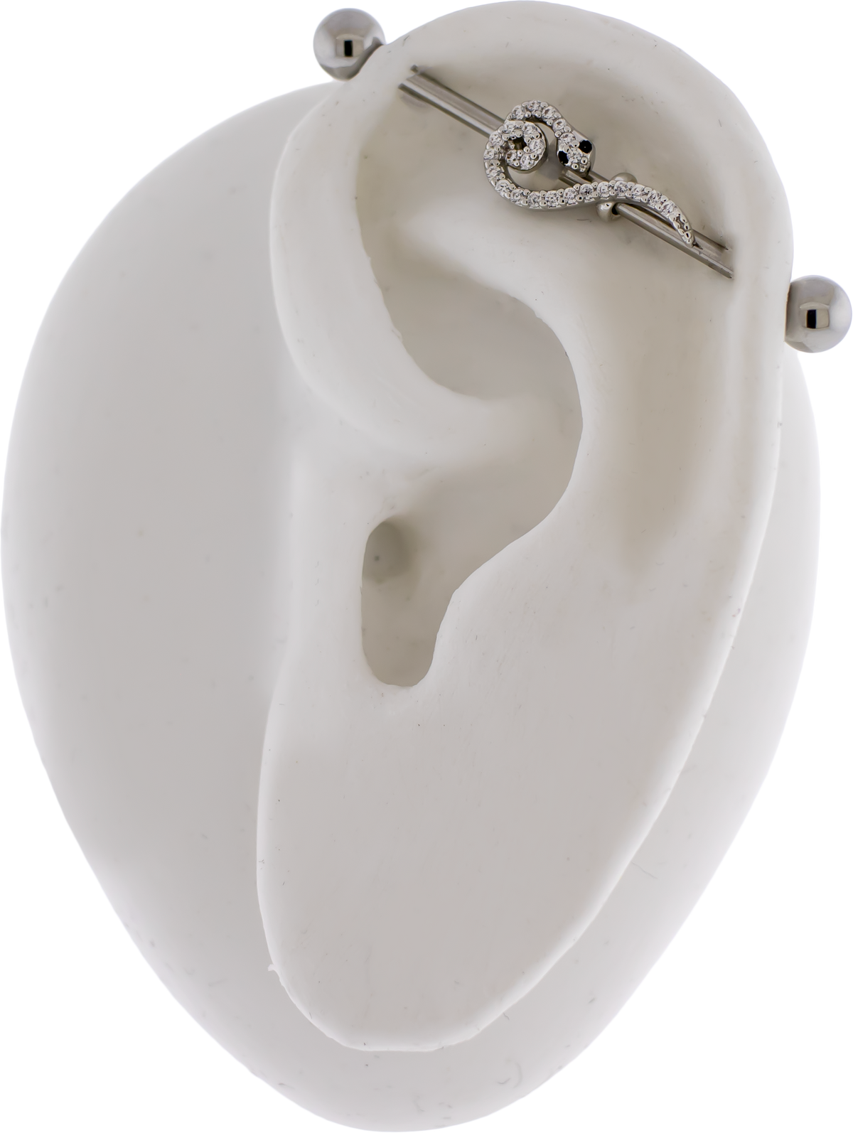 14G Industrial Barbell - Pave Snake | Body Jewelry | Wiccan Center