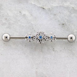 14G Snowflake With Gems Industrial Barbell | | Wiccan Center