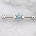 14G Snowflake With Pearls Industrial Barbell | | Wiccan Center