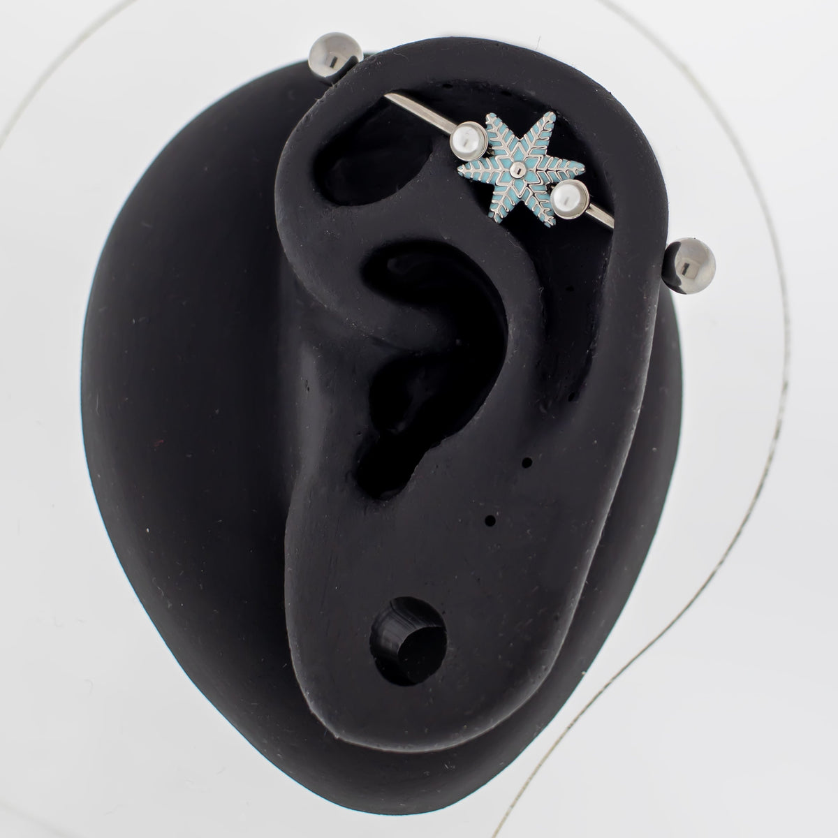 14G Snowflake With Pearls Industrial Barbell | | Wiccan Center