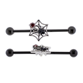 14G Industrial Barbell - Spider on Web | Body Jewelry | Wiccan Center