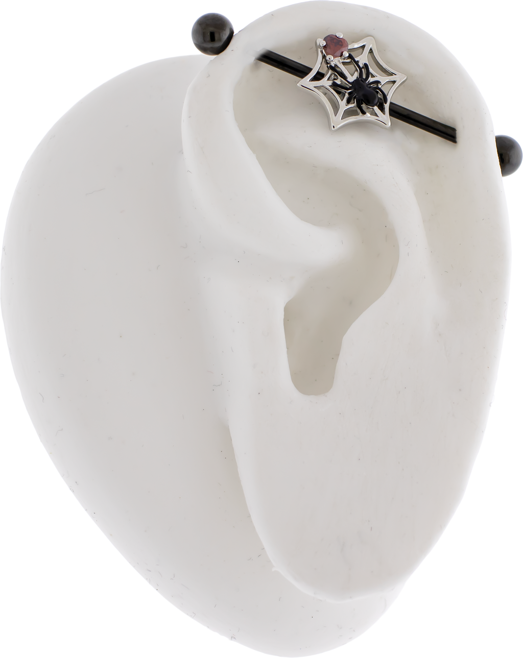 14G Industrial Barbell - Spider on Web | Body Jewelry | Wiccan Center