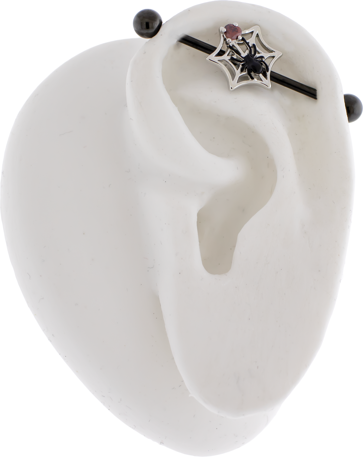 14G Industrial Barbell - Spider on Web | Body Jewelry | Wiccan Center