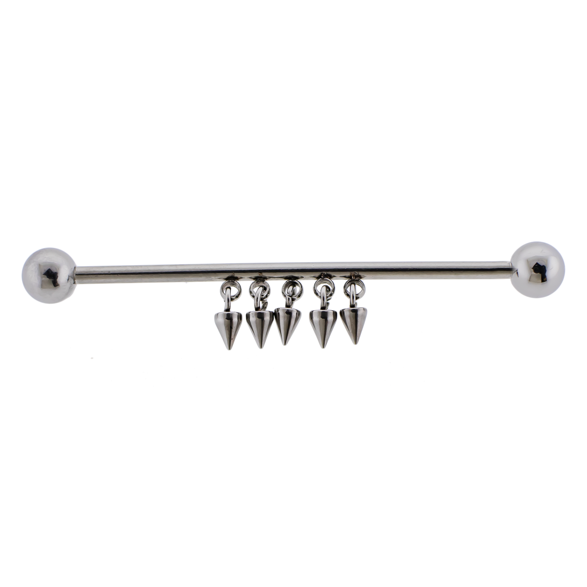 14G Industrial Barbell - Dangling Spikes | Body Jewelry | Wiccan Center