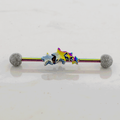 14G Industrial Barbell - Rainbow Star | Body Jewelry | Wiccan Center