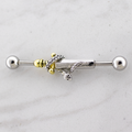 14G Industrial Barbell - Snake Wrapped on Sword | Body Jewelry | Wiccan Center