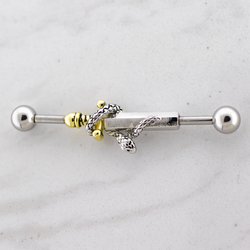 14G Industrial Barbell - Snake Wrapped on Sword | Body Jewelry | Wiccan Center