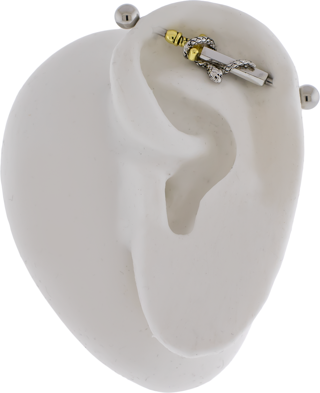 14G Industrial Barbell - Snake Wrapped on Sword | Body Jewelry | Wiccan Center