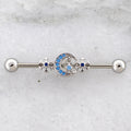 14G Moon With Snowflakes Industrial Barbell | | Wiccan Center