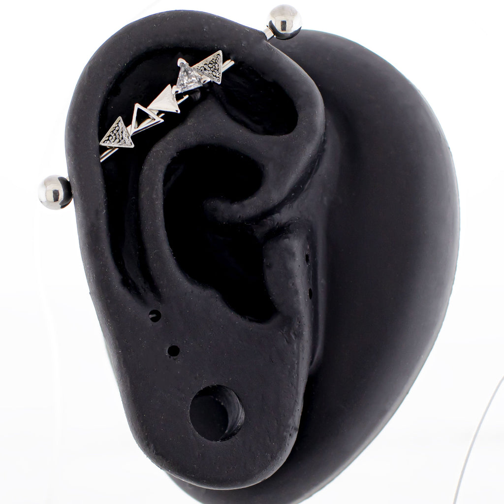 14G Alternating Triangles Industrial Barbell | | Wiccan Center