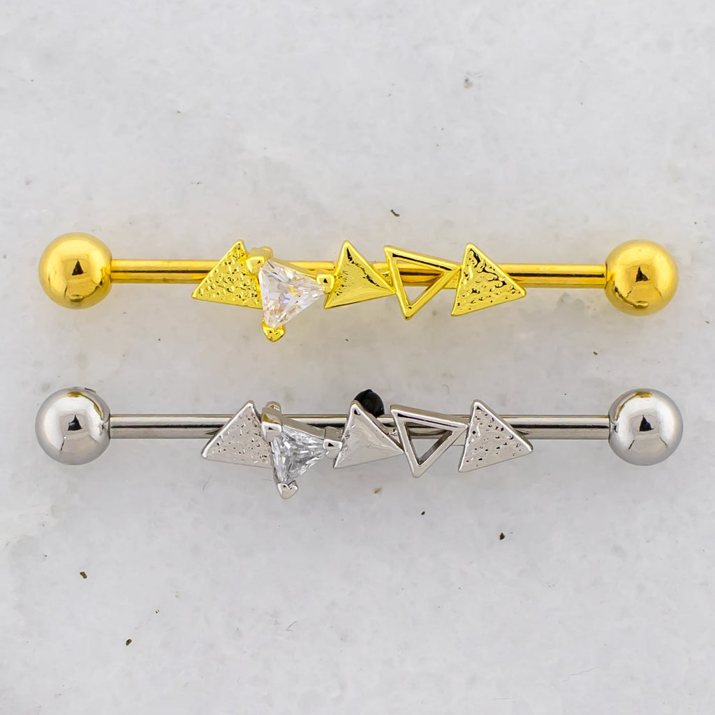 14G Alternating Triangles Industrial Barbell | | Wiccan Center