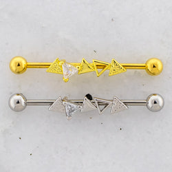 14G Alternating Triangles Industrial Barbell | | Wiccan Center