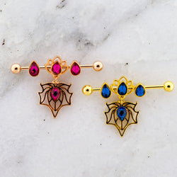 14G Industrial Barbell - Victorian Filigree | Body Jewelry | Wiccan Center