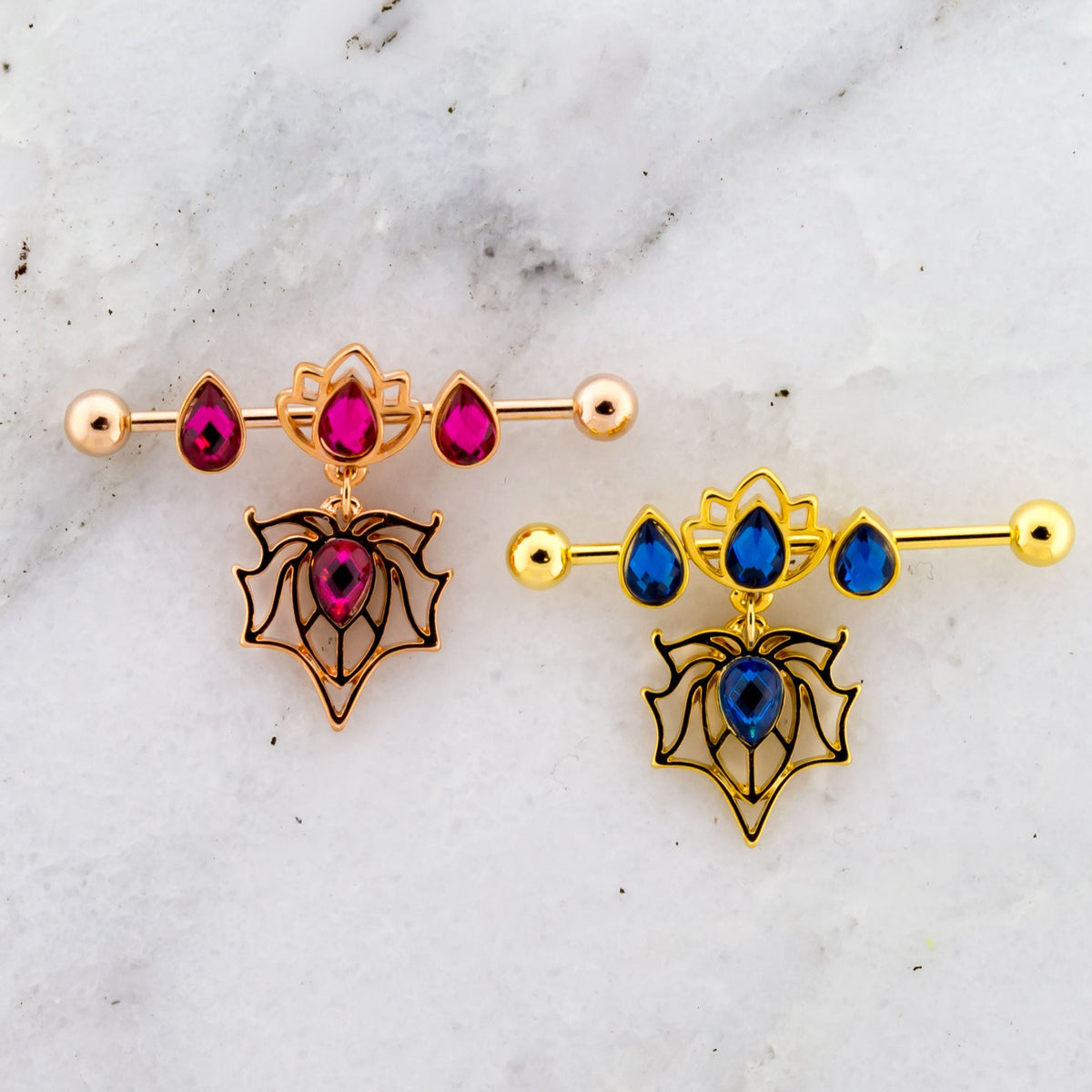 14G Industrial Barbell - Victorian Filigree | Body Jewelry | Wiccan Center