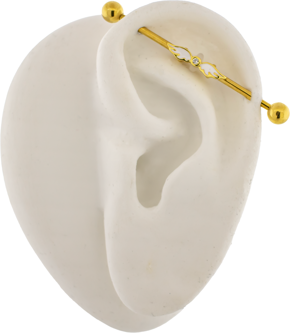 14G Angel Wings With Gem Industrial Barbell | | Wiccan Center