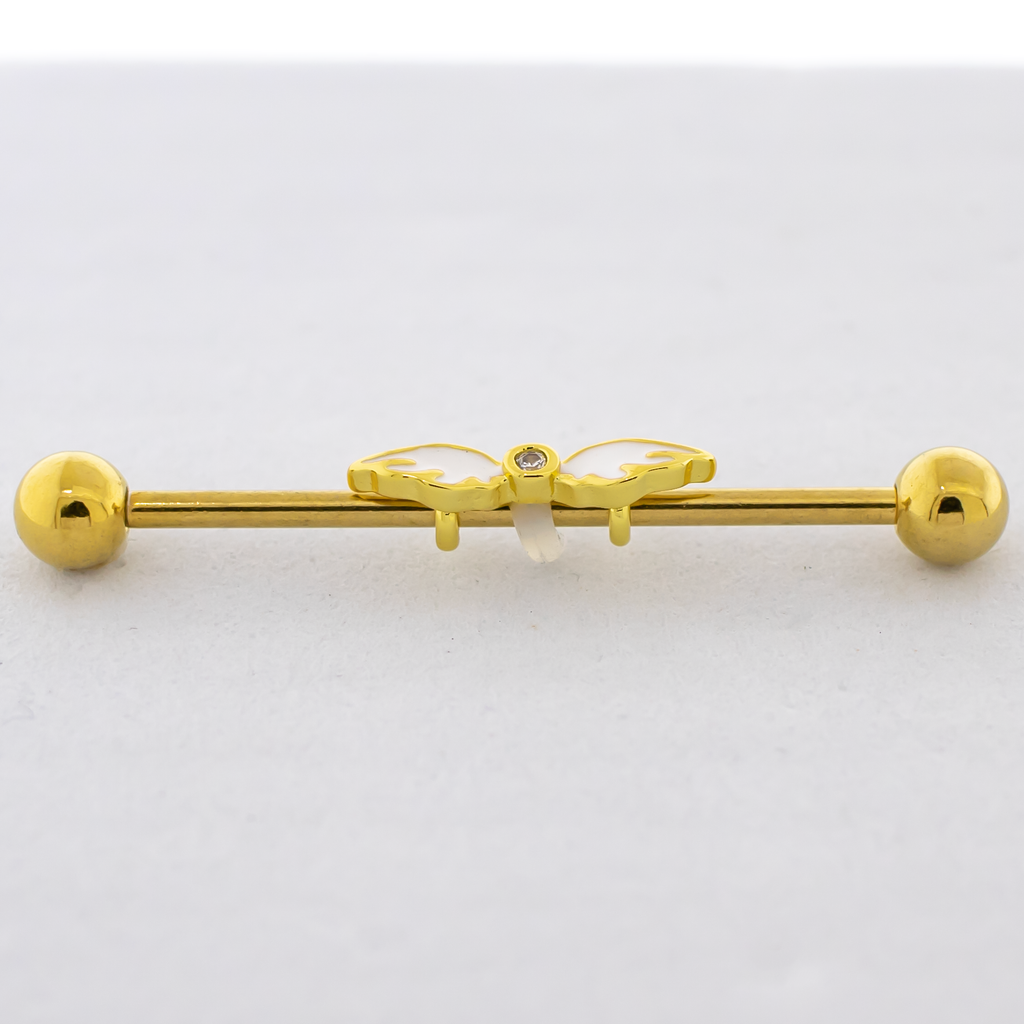 14G Angel Wings With Gem Industrial Barbell | | Wiccan Center